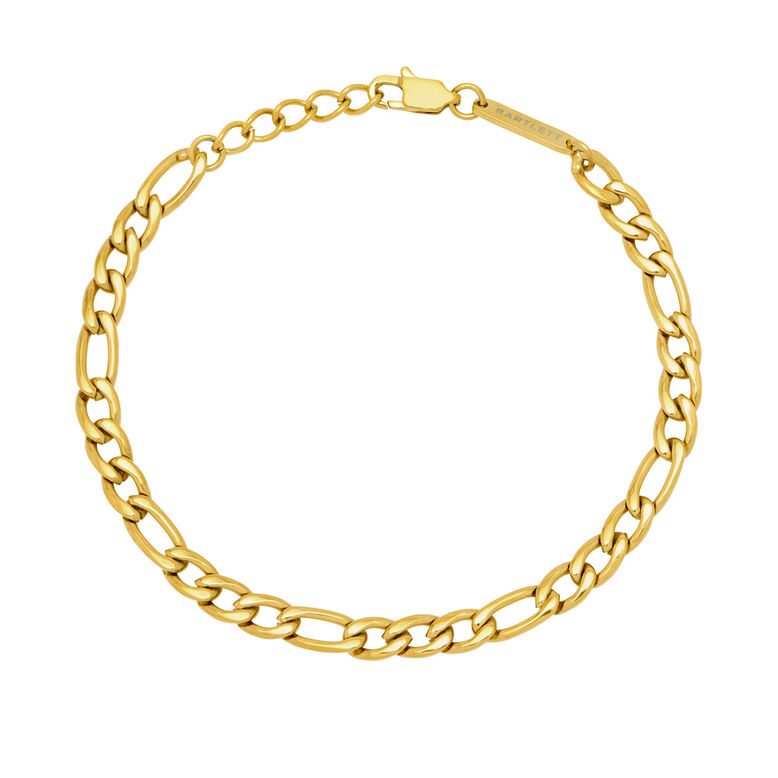 Figaro Chain Bracelet Gold Finish , , hi-res