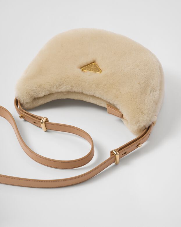 Prada Arqu&eacute; shearling and leather shoulder bag, , hi-res