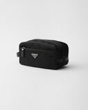 Re-Nylon and Saffiano leather travel pouch, , hi-res