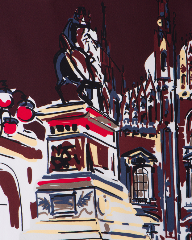 Pittoresque Milan print silk foulard 90x90, , hi-res