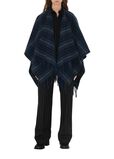 Check Wool Cashmere Cape, , hi-res