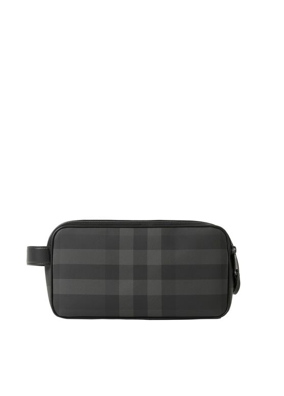 Check and Leather Travel Pouch, , hi-res