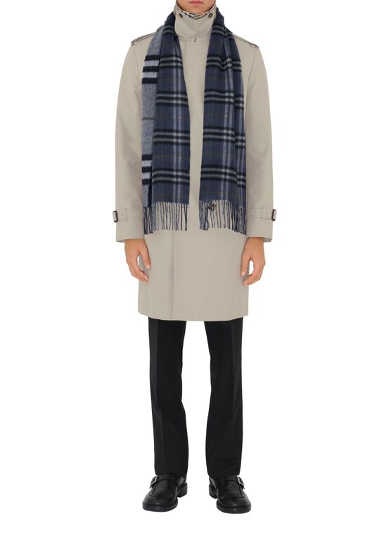 Reversible Contrast Check Cashmere Scarf, , hi-res