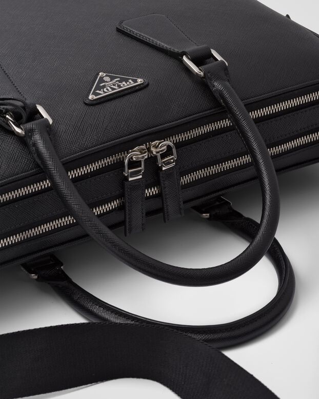 Saffiano leather briefcase, , hi-res