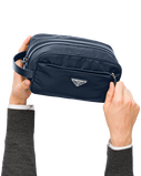 Re-Nylon and Saffiano leather travel pouch, , hi-res
