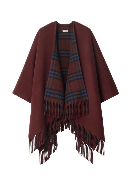 Reversible Check Wool Cape, , hi-res