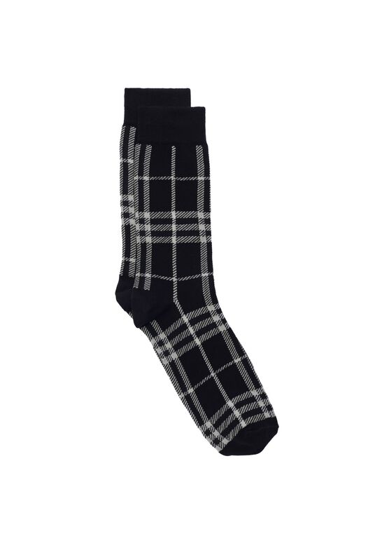 Check Cotton Cashmere Blend Socks, , hi-res