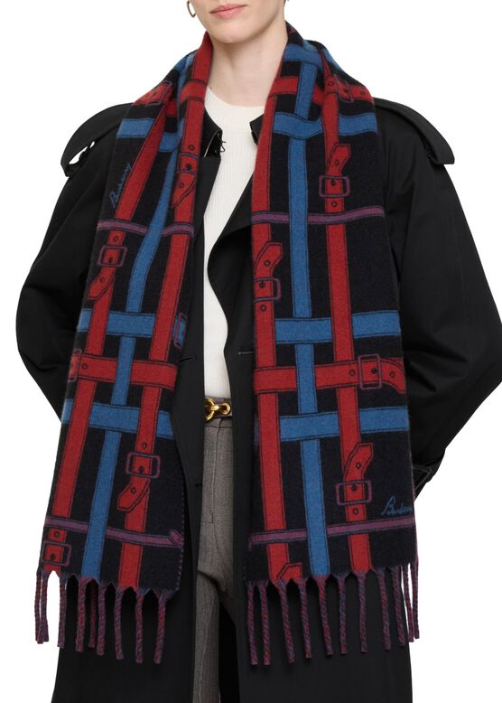 Belt Check Cashmere Scarf, , hi-res