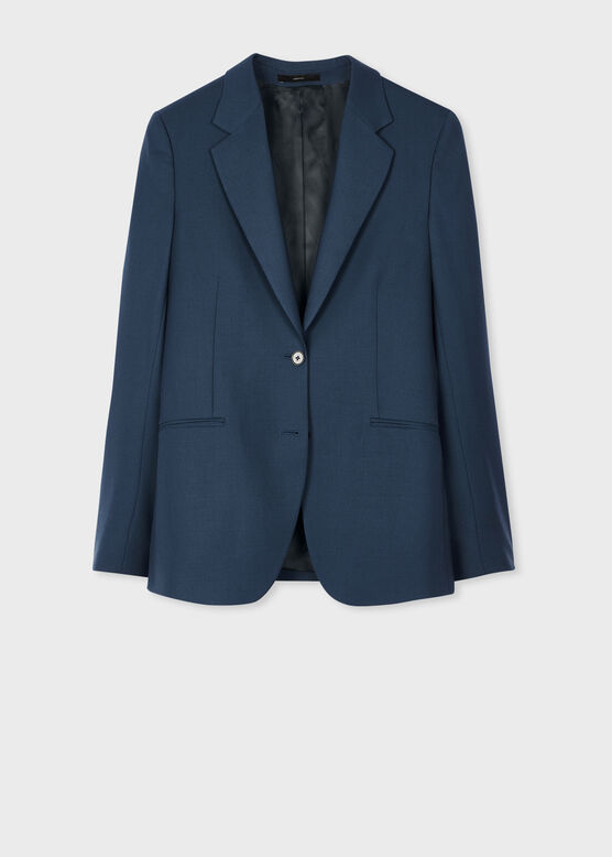 PETROL BLUE TRAVEL WOOL 2 BTN JACKET, , hi-res