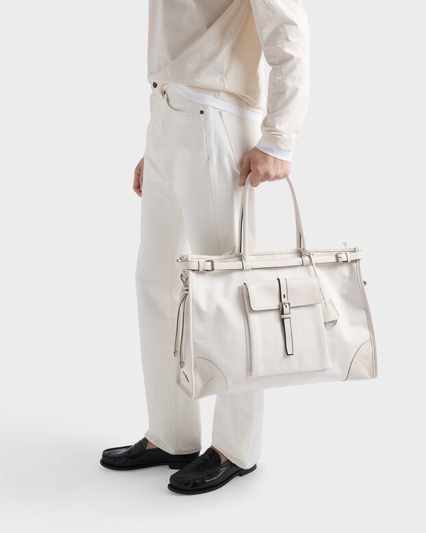 Prada Bonnie denim and leather tote bag, , hi-res