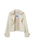 Cropped Tropical Gabardine Trench Jacket, , hi-res