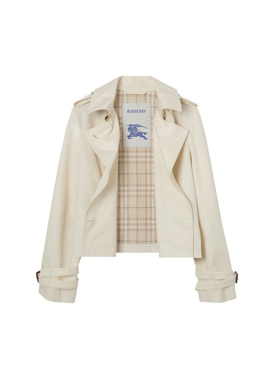 Cropped Tropical Gabardine Trench Jacket, , hi-res