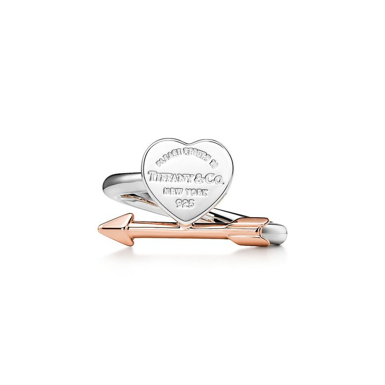 Return to Tiffany&trade; Lovestruck Heart Tag Ring in Silver and Rose Gold - Size 8 1/2, , hi-res