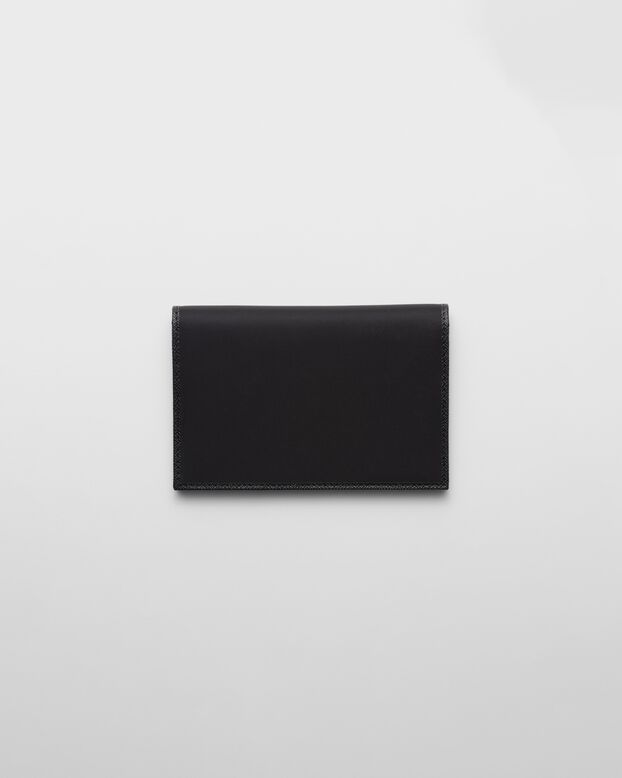 Re-Nylon and Saffiano leather passport holder, , hi-res