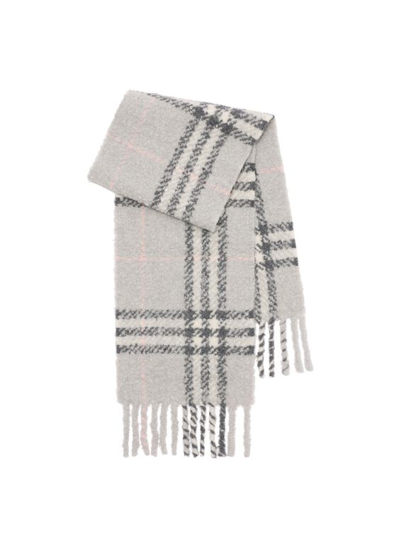 Check Alpaca Wool Blend Boucl&eacute; Scarf, , hi-res