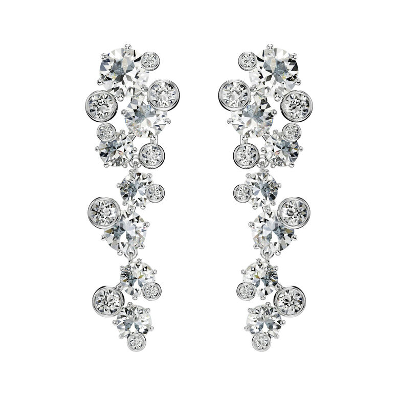 Constella Drop White Rhodium Earrings, , hi-res