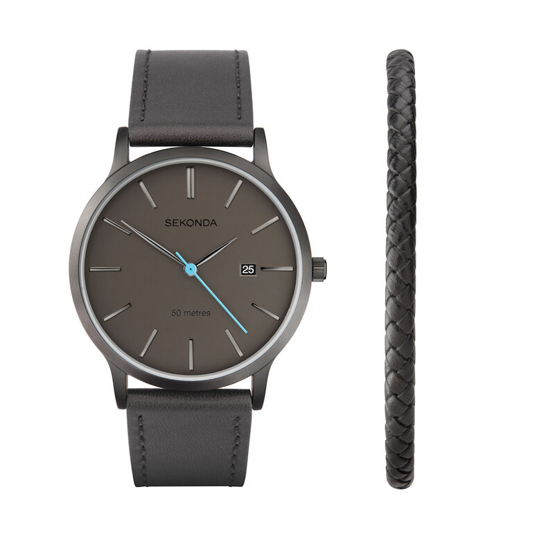 Leather Bracelet Watch Set, , hi-res