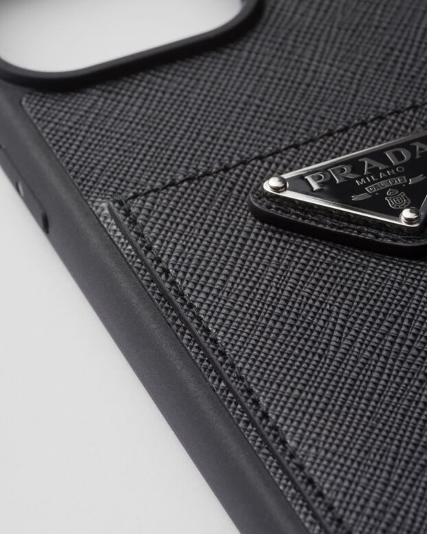 Saffiano leather cover for iPhone 15 Pro Max, , hi-res