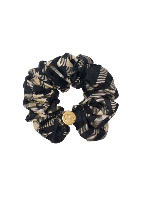 Check Silk Scrunchie, , hi-res
