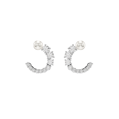 Matrix Stud Circle Earrings - White Rhs