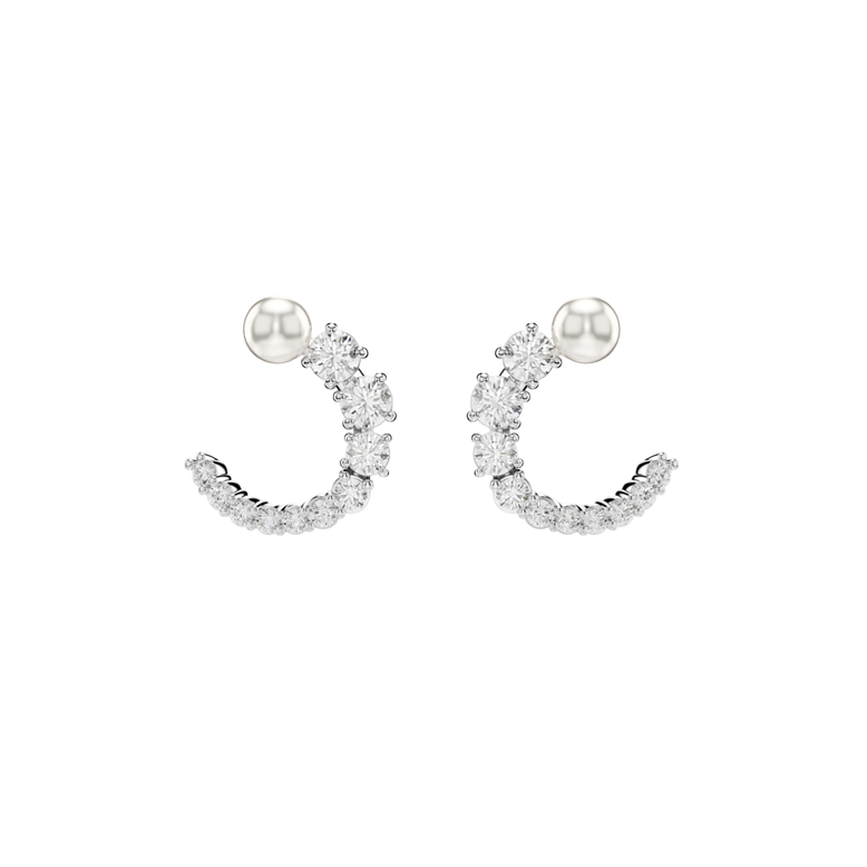 Matrix Stud Circle Earrings - White Rhs, , hi-res