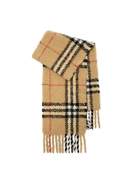 Check Alpaca Wool Blend Boucl&eacute; Scarf, , hi-res