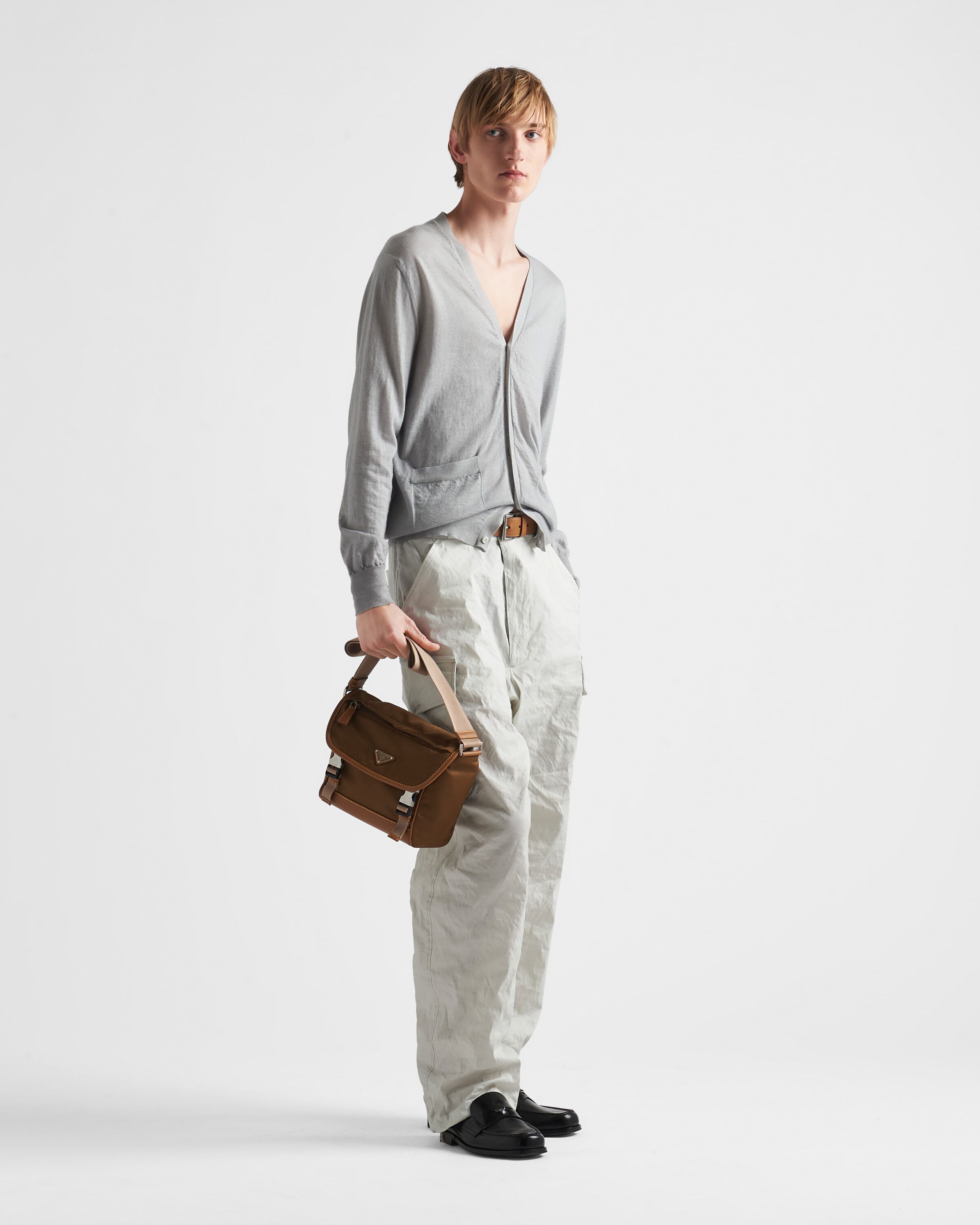 Re Nylon and leather shoulder bag
