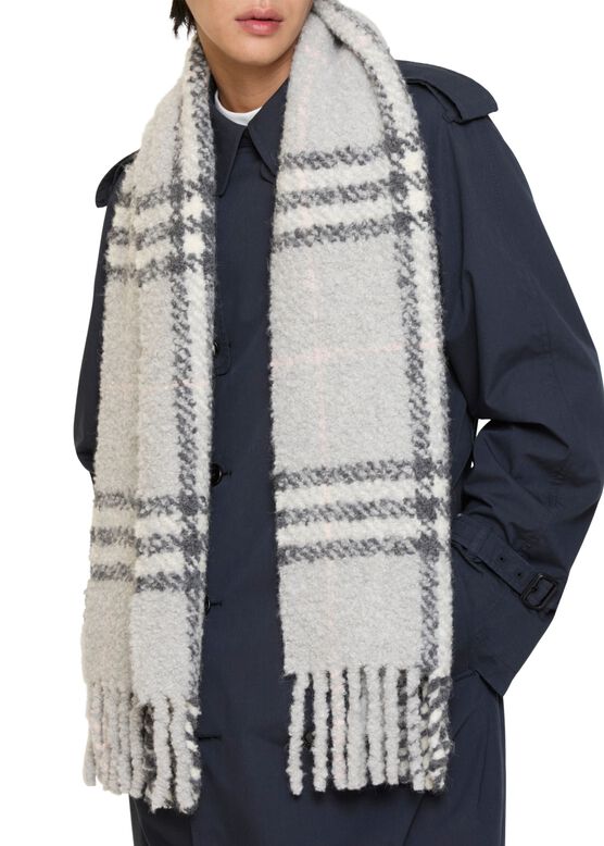 Check Alpaca Wool Blend Boucl&eacute; Scarf, , hi-res