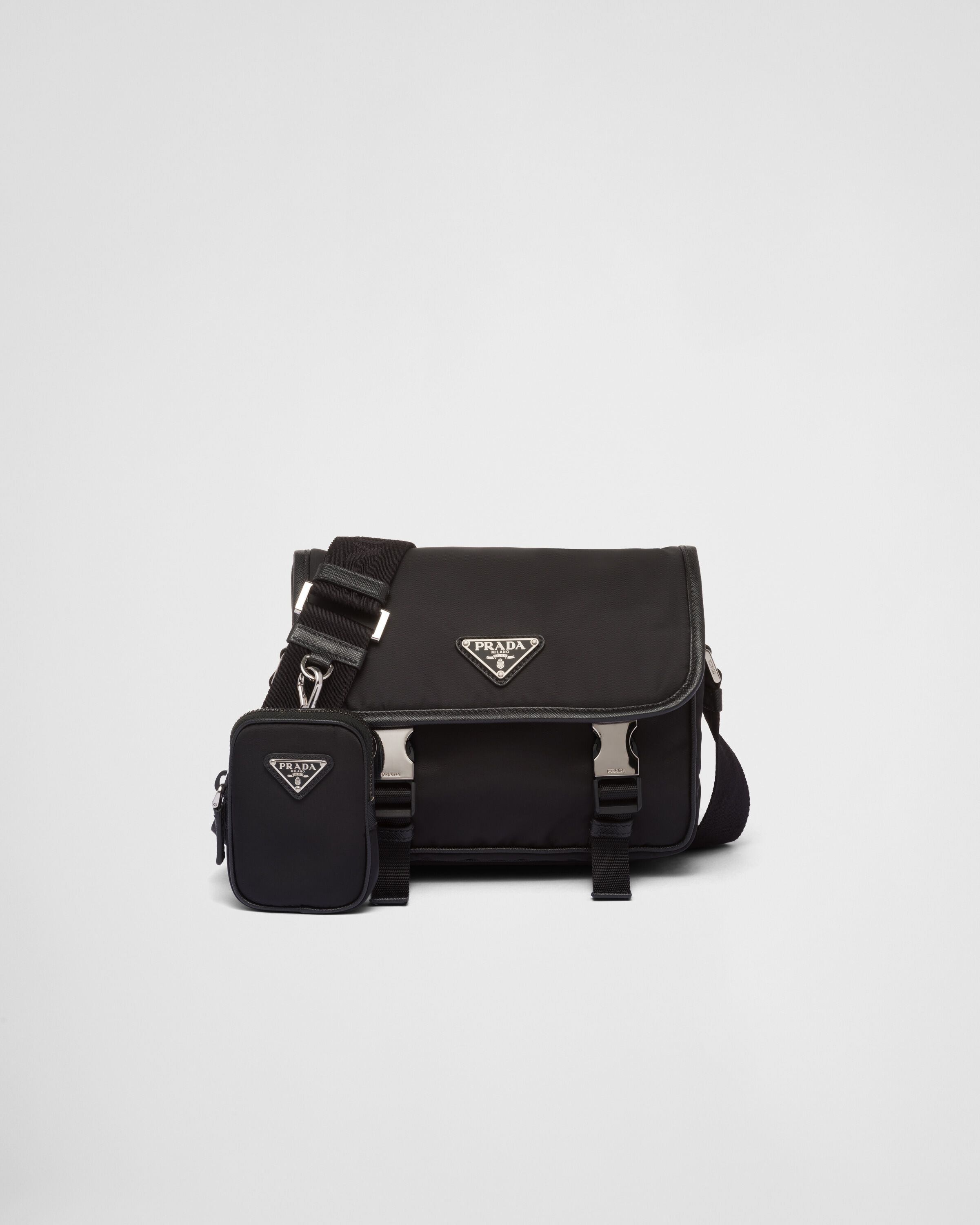 Re Nylon and Saffiano leather shoulder bag