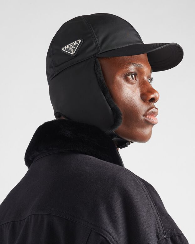 Re-Nylon and shearling hat, , hi-res