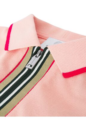 Icon Stripe Detail Cotton Zip-front Polo Shirt, , hi-res
