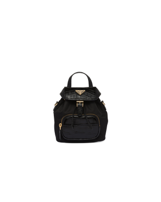 Small Re-Nylon and brushed leather backpack