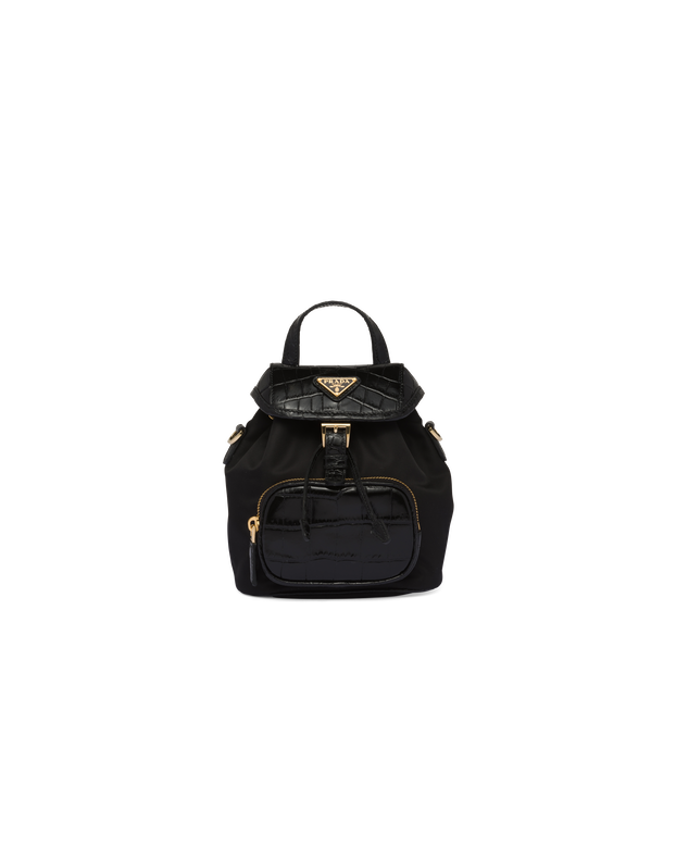 Small Re-Nylon and brushed leather backpack, , hi-res