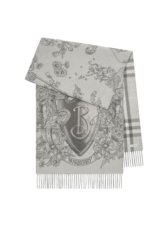 Reversible Etched Knight Cashmere Scarf, , hi-res