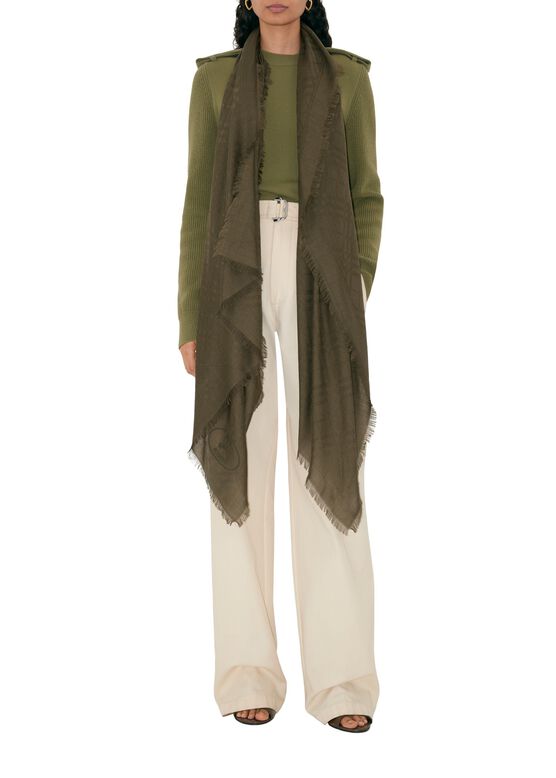 Wide Check Wool Silk Scarf, , hi-res