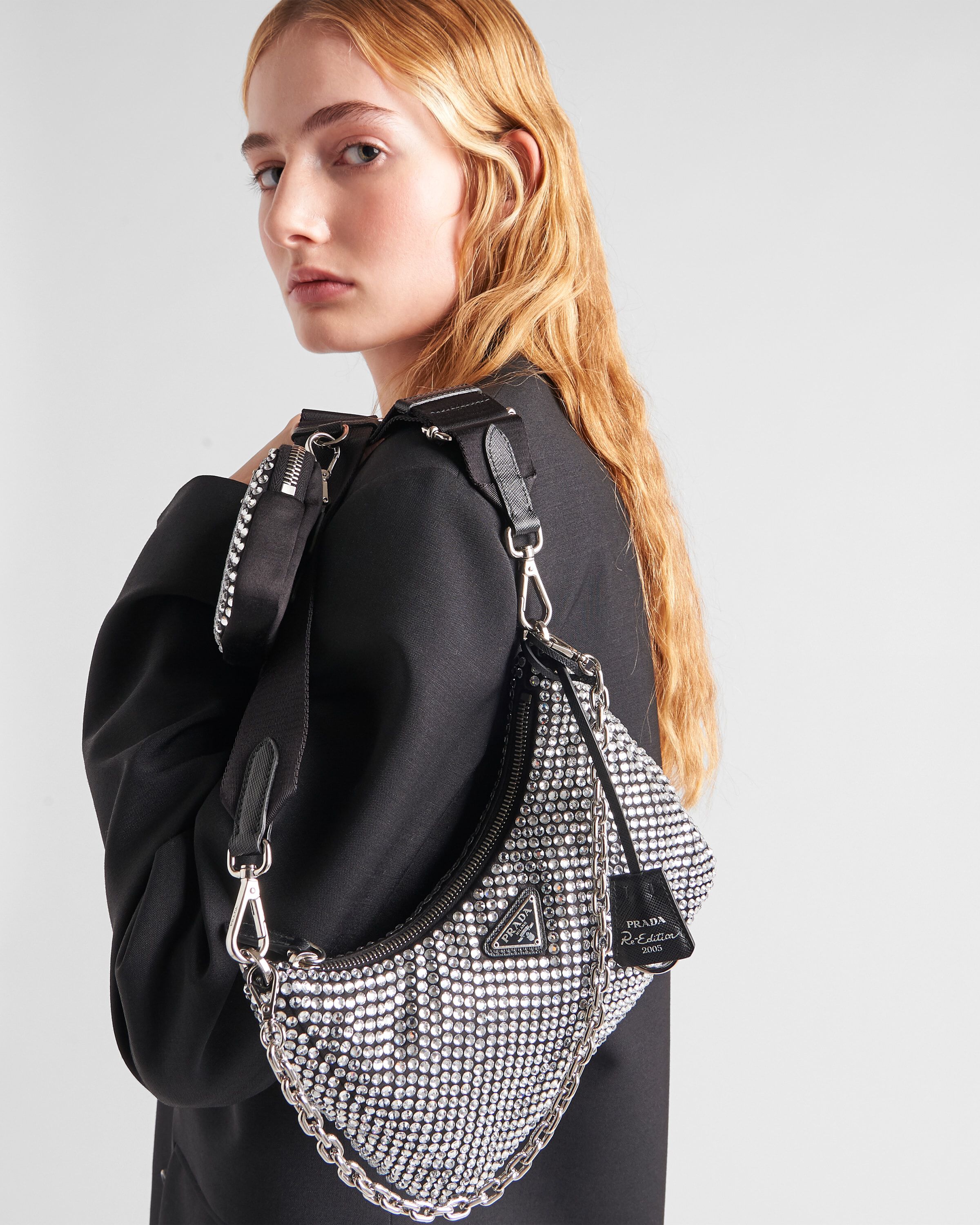 Prada Re Edition 2005 satin bag with crystals