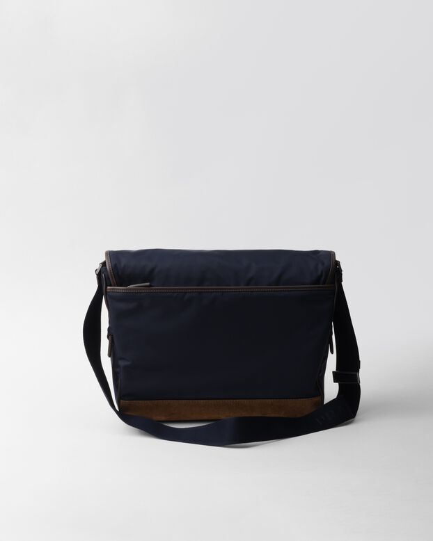 Large Re-Nylon and leather shoulder bag, , hi-res