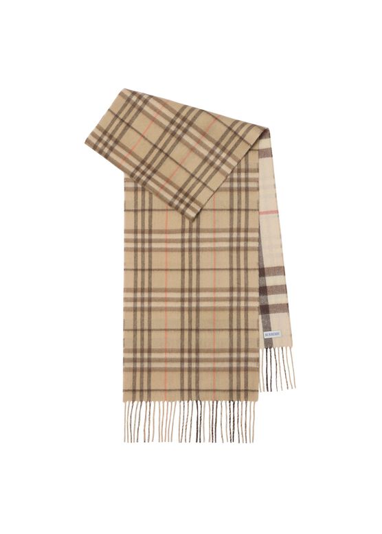 Reversible Contrast Check Cashmere Scarf, , hi-res