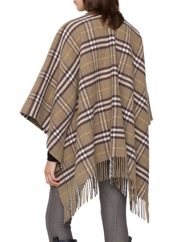 Check Wool Cashmere Cape, , hi-res