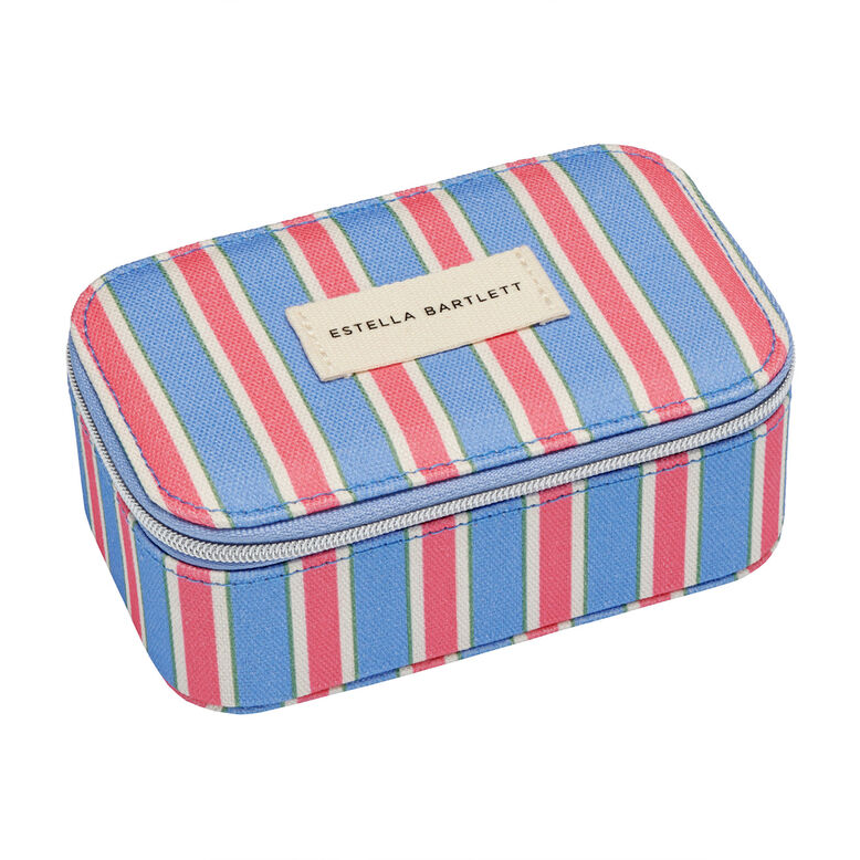 Blue Stripe Canvas Mini Jewellery Box, , hi-res