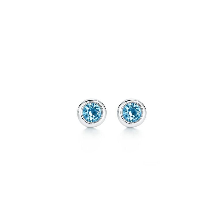 Elsa Peretti&reg; Color by the Yard earrings in sterling silver with aquamarines., , hi-res