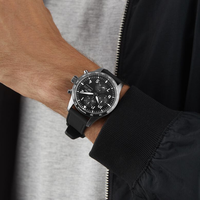 Pilot Performance Chronograph 41mm AMG Mens Watch Black Rubber, , hi-res