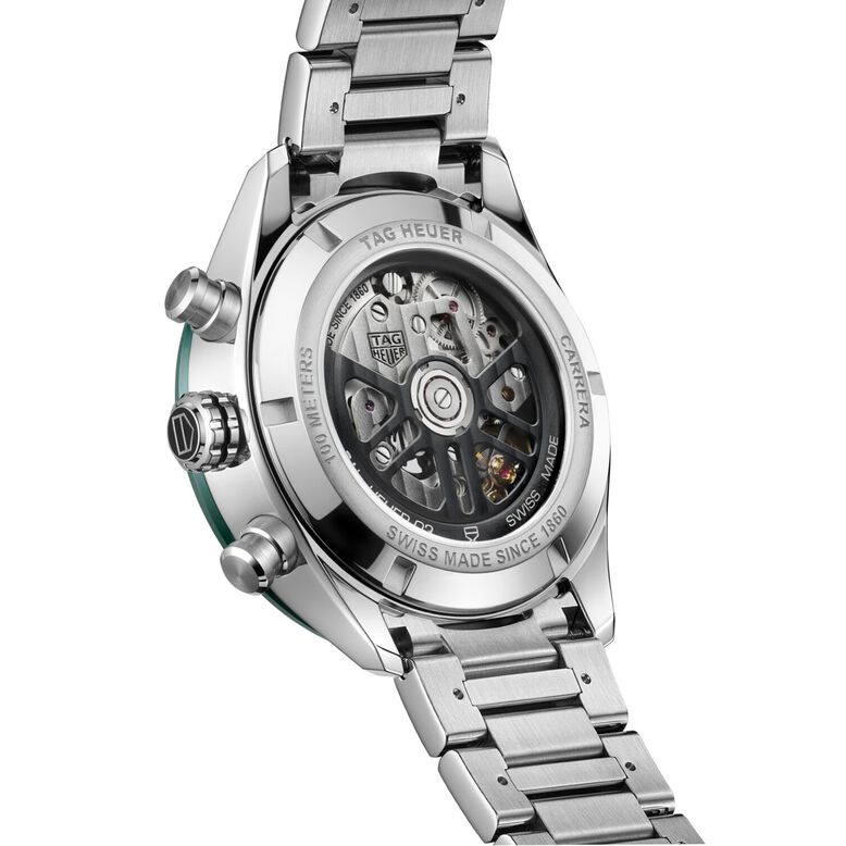 Carrera Chronograph 44mm Mens Watch Green Stainless Steel, , hi-res