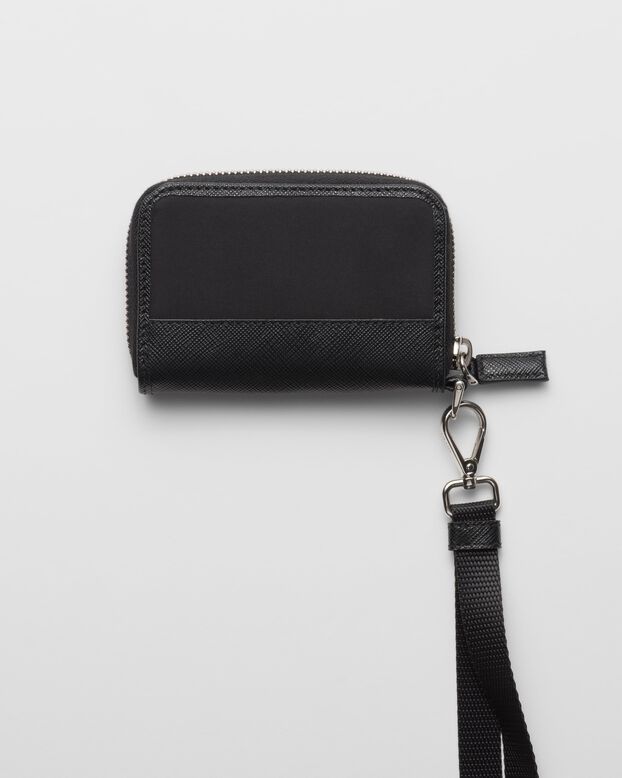 Re-Nylon and Saffiano leather coin purse, , hi-res