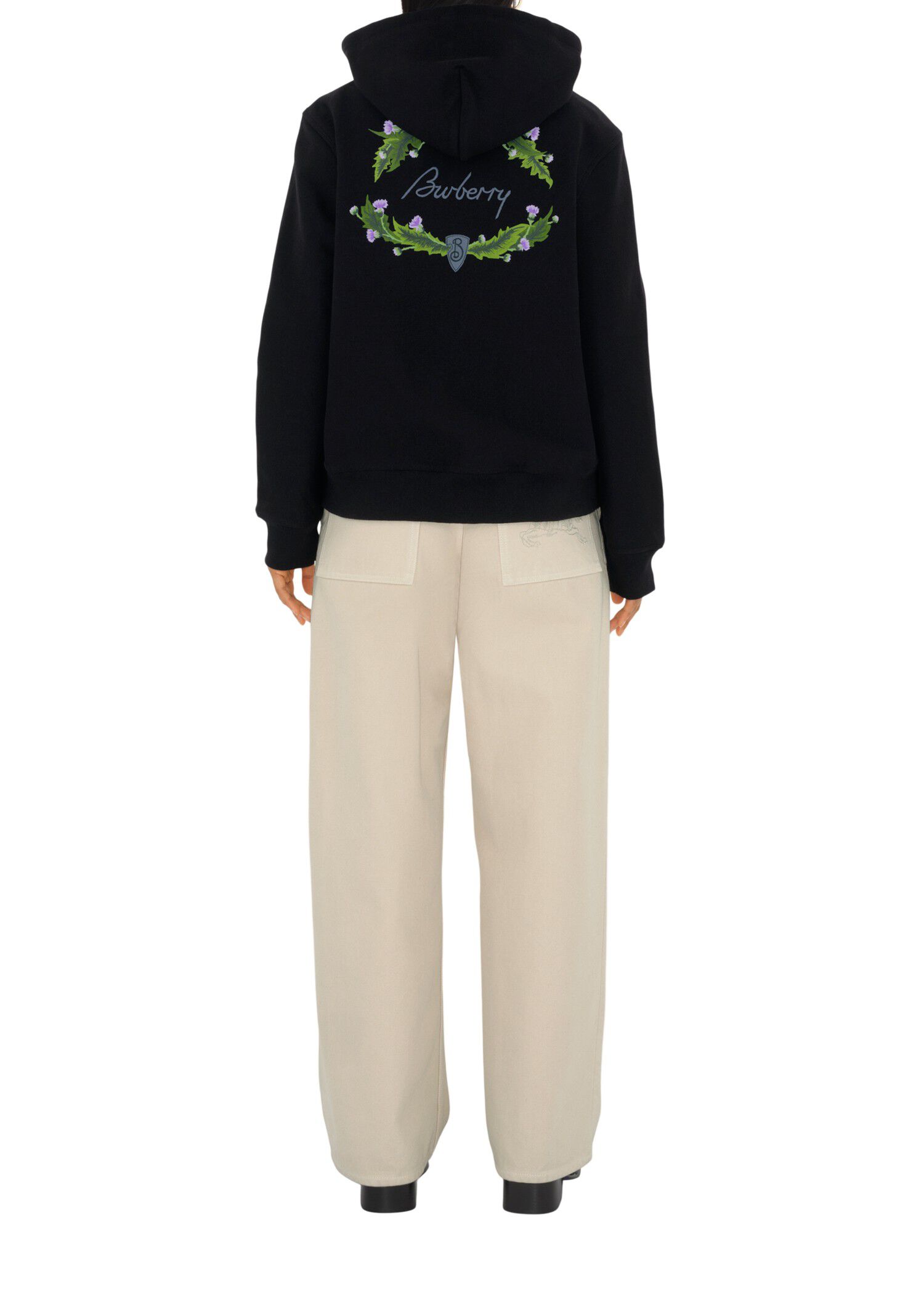 Burberry Thistle Logo Cotton Blend Zip Hoodie Tops | Heathrow