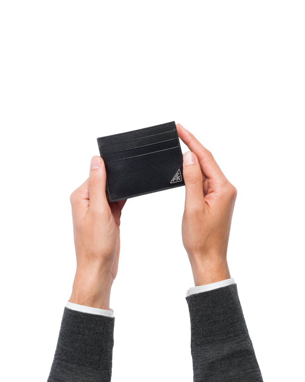 Saffiano leather card holder, , hi-res