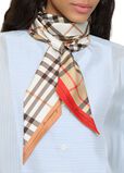Skinny Contrast Check Silk Scarf, , hi-res