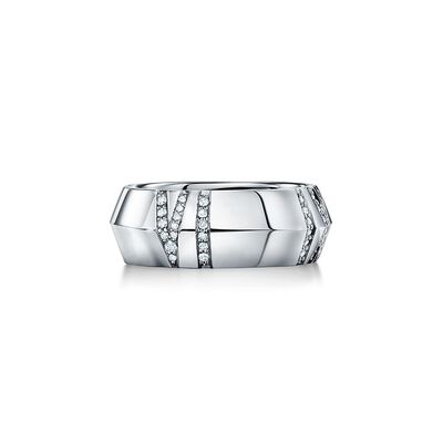 Atlas® X Closed Wide Ring in White Gold with Diamonds, 7.5 mm Wide - Size 6