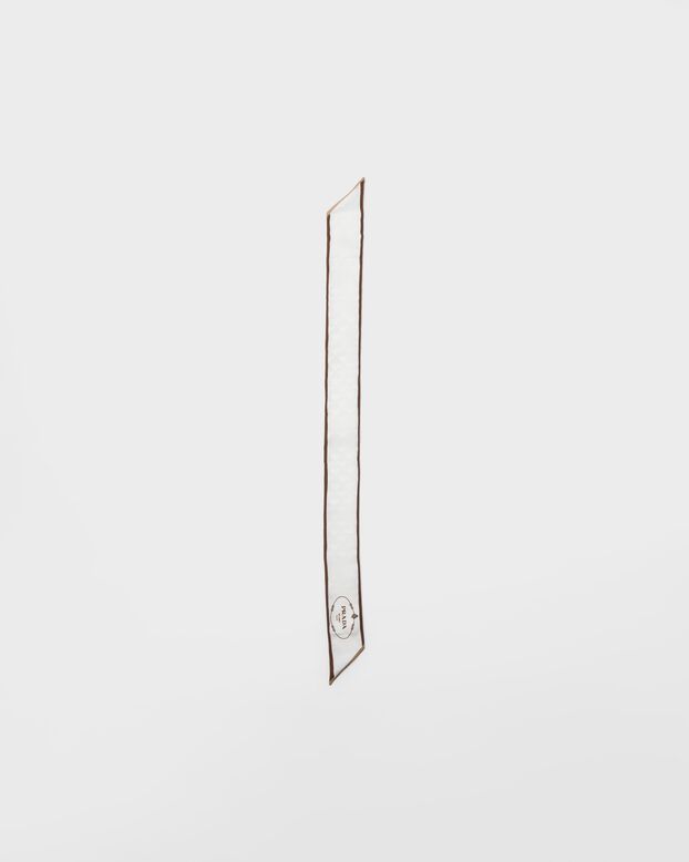 Printed silk twill jacquard skinny scarf, , hi-res