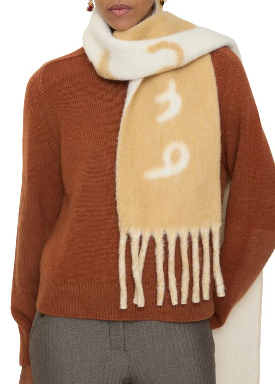 Reversible Logo Alpaca Wool Blend Scarf, , hi-res